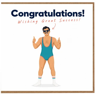 Birthday Card, Wishing Great Success Humorous Swimwear Illustration