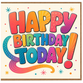 Birthday Card, Colourful Retro Typography Birthday Card