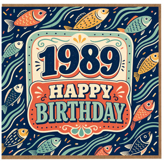 Birthday Card, Retro Fish Happy Birthday Card