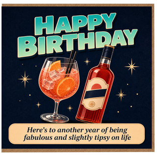 Birthday Card, Happy Birthday Funny Cocktail and Wine Card