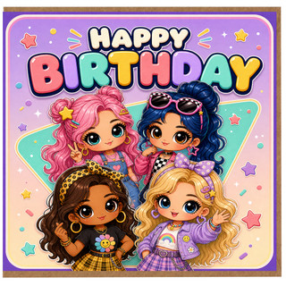 Birthday Card, Cute Cartoon Happy Birthday Card