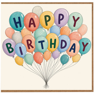 Birthday Card, Happy Birthday Balloons Design