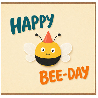 Birthday Card, Happy Bee - Day Cute Bee Card