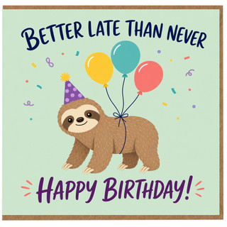 Birthday Card, Cute Sloth Happy Birthday Card