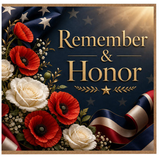 Birthday Card, Remember & Honor Floral Patriotic Card