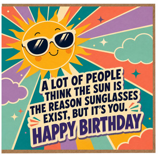 Birthday Card, Happy Birthday Card with Sun in Sunglasses