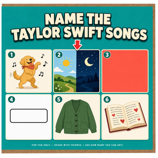 Birthday Card, Name the Taylor Swift Songs Game Card