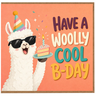 Birthday Card, Wooly Cool B - Day Llama Card