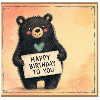 Birthday Card, Cute Bear Happy Birthday to You Card
