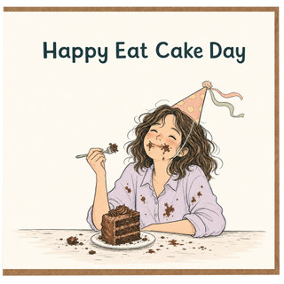 Birthday Card, Happy Eat Cake Day Card for Her