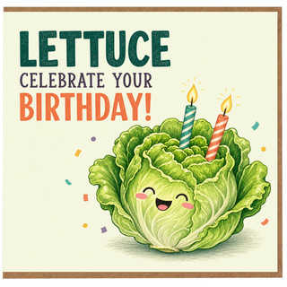 Birthday Card, Lettuce Celebrate Your Birthday Cute Vegetable Design