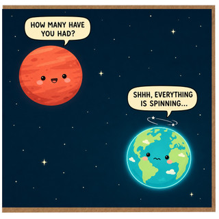 Birthday Card, Space Planet Drinking Joke Greeting Card