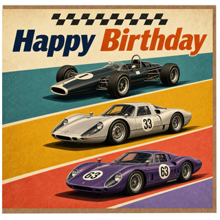 Birthday Card, Happy Birthday Classic Sports Cars Card