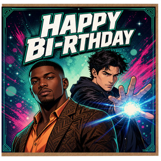 Birthday Card, Happy Bi - Rthday Comic Style Card