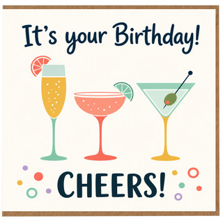 Birthday Card, Cheers Cocktail Birthday Card