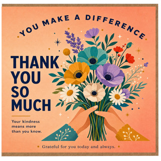Birthday Card, Floral Bouquet Appreciation Card