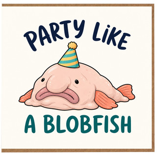 Birthday Card, Party Like a Blobfish Humorous Party Card