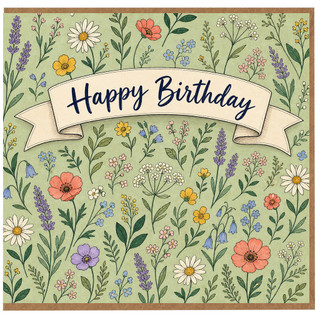 Birthday Card, Floral Wildflower Happy Birthday Card