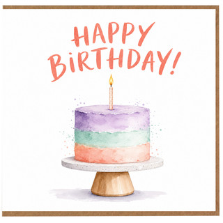 Birthday Card, Pastel Layered Cake Candle Greeting Card