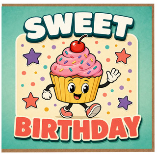 Birthday Card, Cute Cupcake Birthday Card
