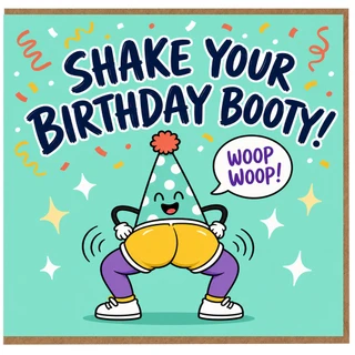 Birthday Card, Shake Your Birthday Booty, Funny Birthday Card