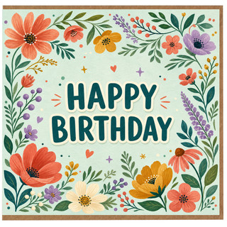 Birthday Card, Floral Watercolour Birthday Card