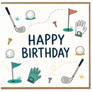 Birthday Card, Golf Themed Happy Birthday Card