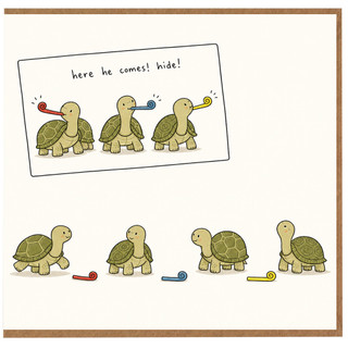 Birthday Card, Here He Comes Hide Humorous Card