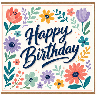 Birthday Card, Happy Birthday Floral Greeting Card