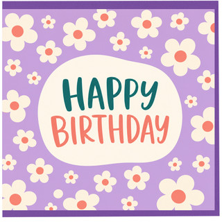 Birthday Card, Retro Daisy Floral Birthday Card