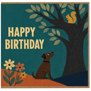 Birthday Card, Squirrel Woodland Birthday Card