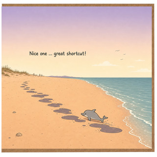 Birthday Card, Nice One Great Shortcut Dolphin Beach Card