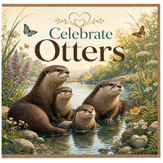 Birthday Card, Celebrate Otters Card