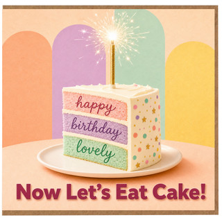 Birthday Card, Now Let’s Eat Cake Card, Happy Birthday Lovely Cake Design