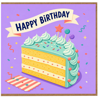 Birthday Card, Birthday Cake Greeting Card