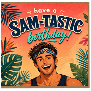 Birthday Card, Have a Sam - tastic Birthday Tropical Greeting Card