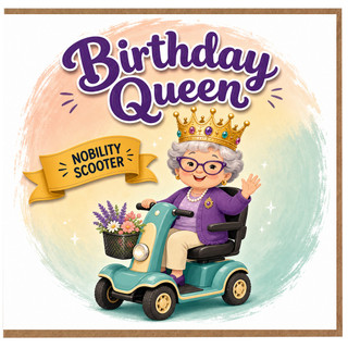 Birthday Card, Funny Elderly Lady Mobility Scooter Birthday Card