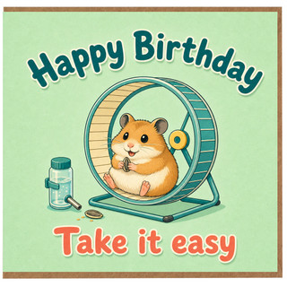 Birthday Card, Cute Hamster Take It Easy Happy Birthday Card