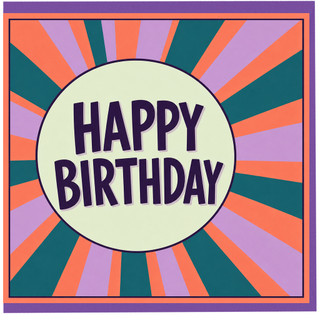 Birthday Card, Retro Radiating Burst Design