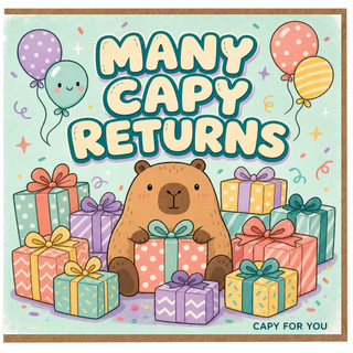 Birthday Card, Cute Capybara Many Capy Returns Card