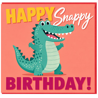 Birthday Card, Happy Snappy Birthday Crocodile Card