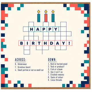 Birthday Card, Happy Birthday Crossword Puzzle Design