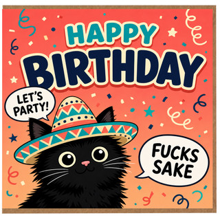 Birthday Card, Cat Party Birthday Card