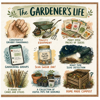 Birthday Card, The Gardener's Life Funny Gardening Card