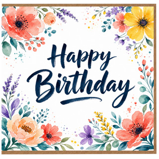 Birthday Card, Floral Watercolour Birthday Card