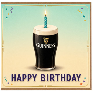 Birthday Card, Guinness Beer Pint Glass Candle Design