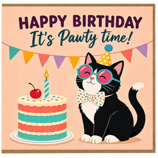 Birthday Card, Happy Birthday It's Pawty Time Card