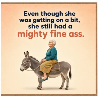 Birthday Card, Elderly Woman Donkey Humour Card