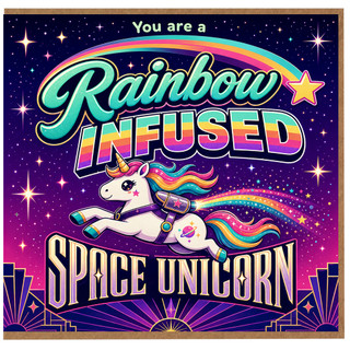 Birthday Card, Rainbow Infused Unicorn Greeting Card