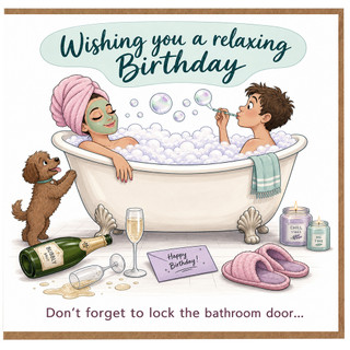 Birthday Card, Humorous Relaxing Bath Birthday Card